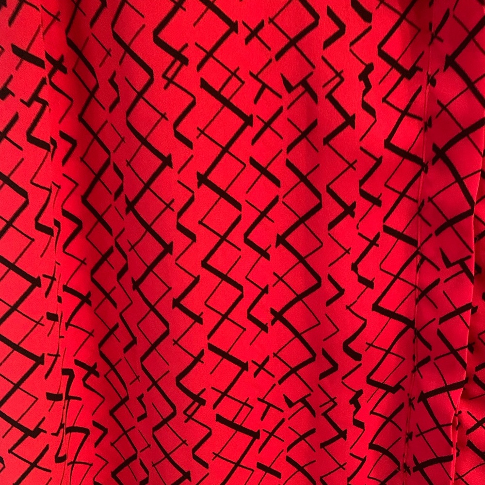 Red dress with black lines and buttons down the front - Picture 3 of 5